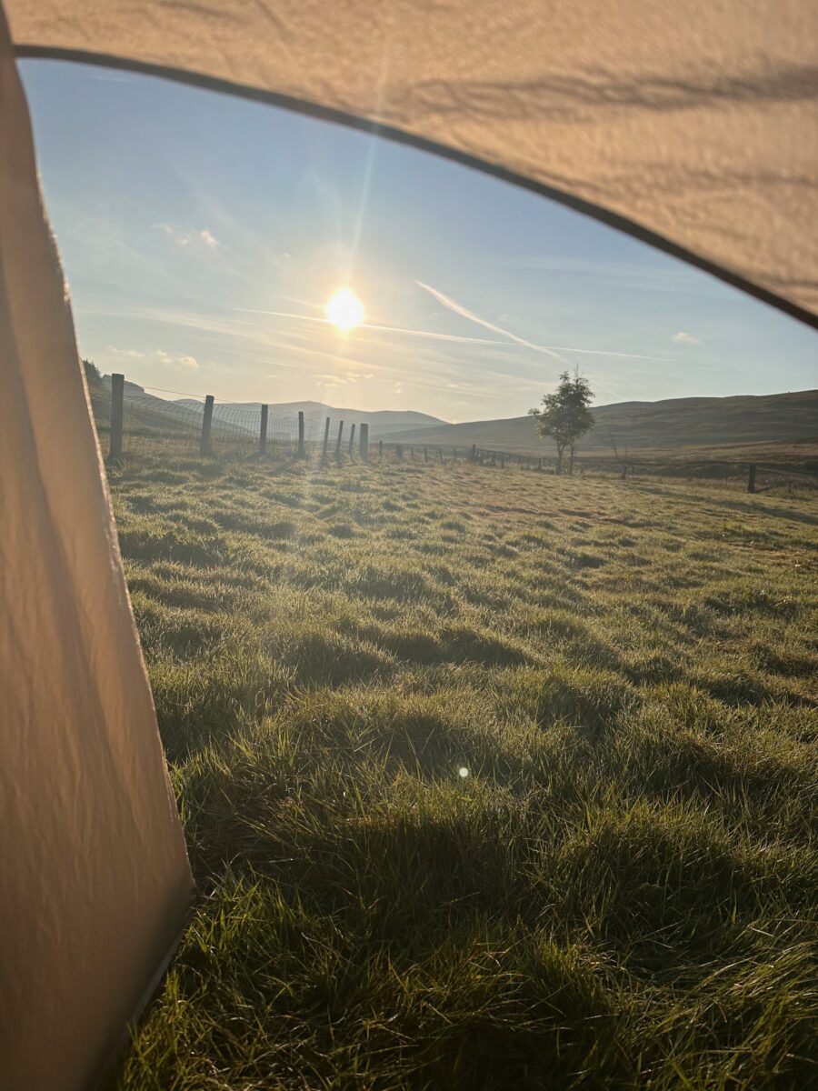 Beautiful view on the Scottish landscape from my tent