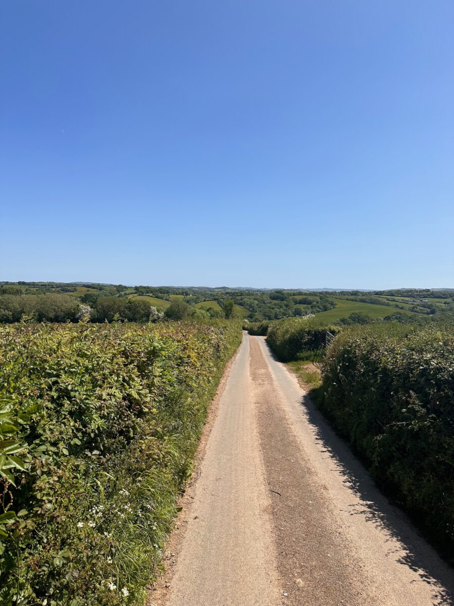 Land's End to John o'Groats - beautiful country road direction Exeter