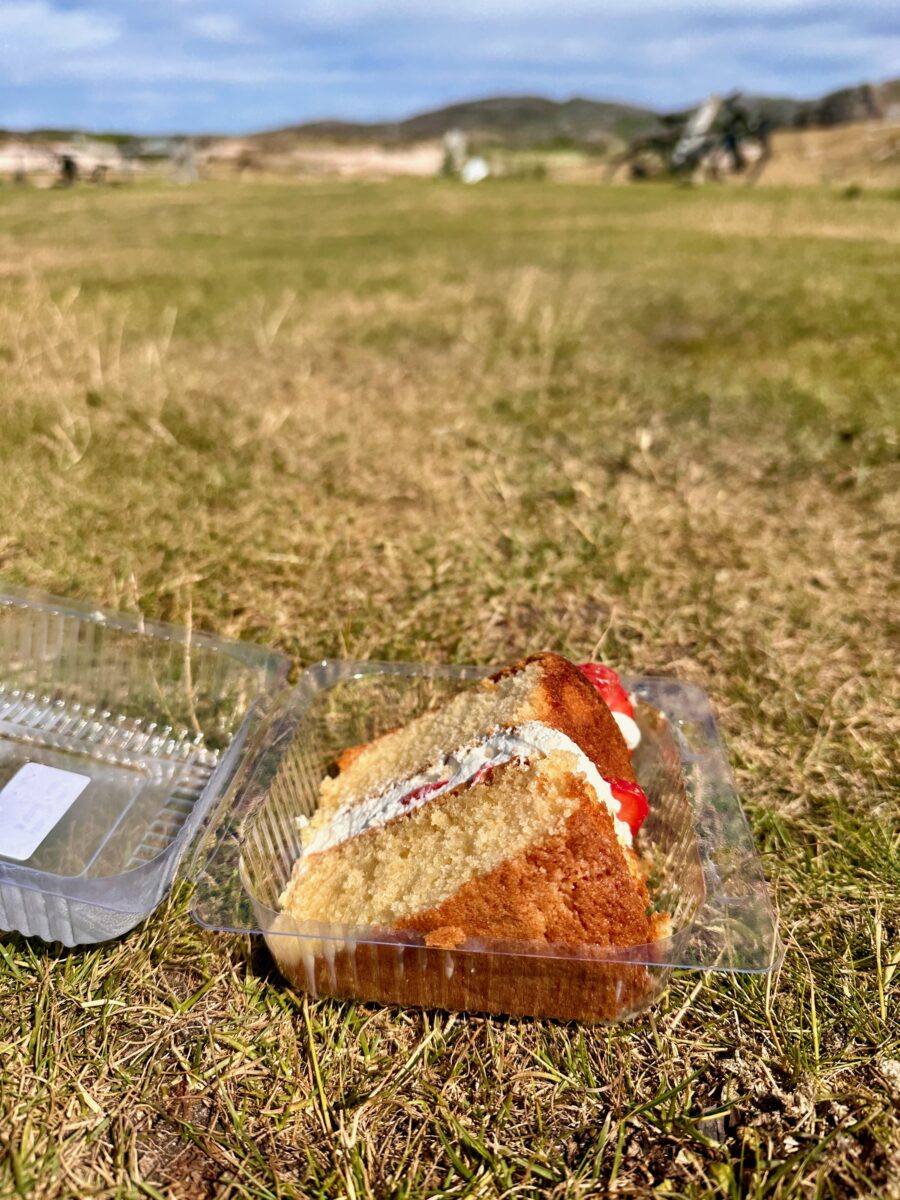 Homemade cake at the Clachtoll Beach Campsite