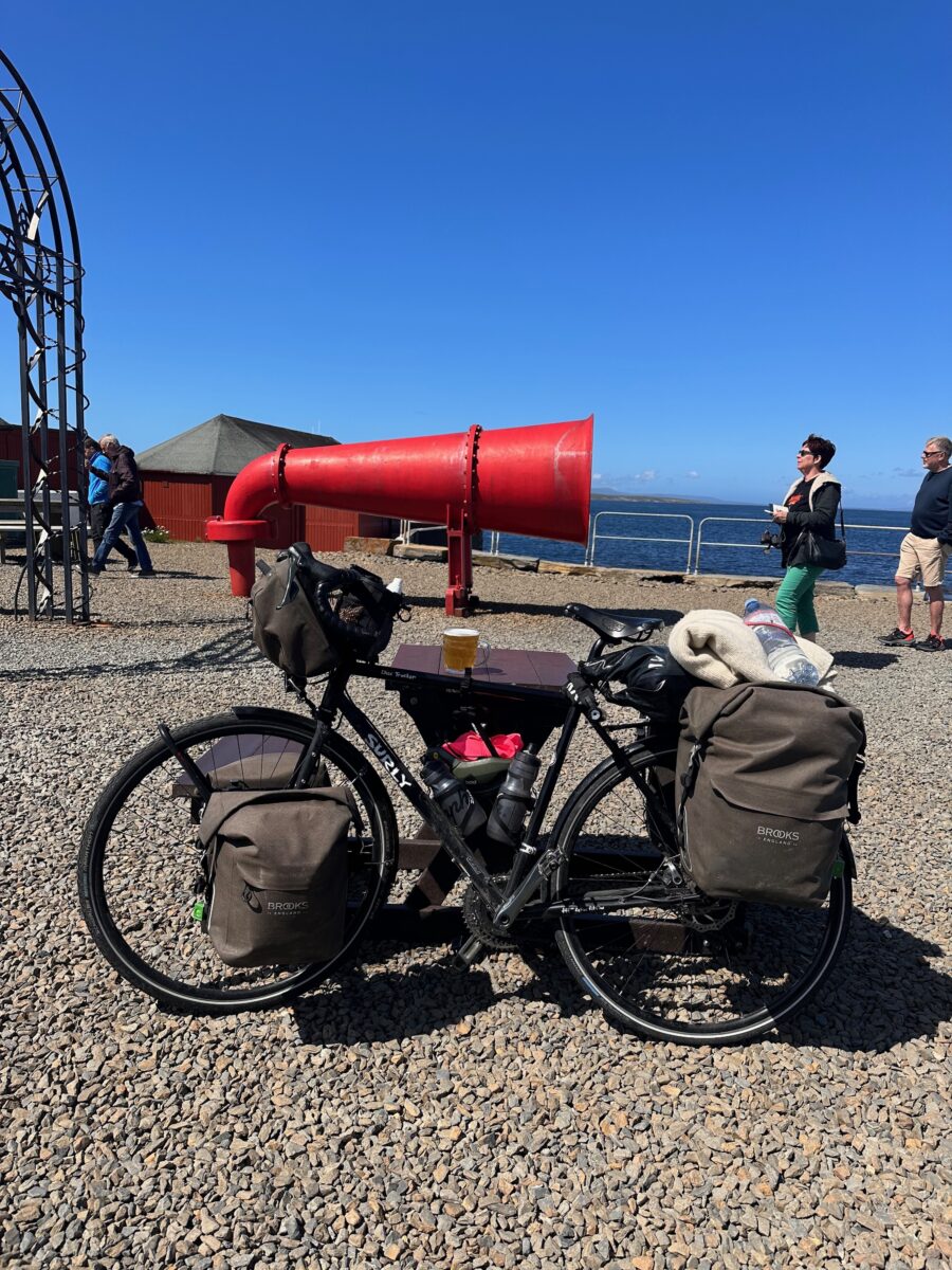 North Coast 500 - my Surly Disc Trucker parked at the foghorn of John o'Groats