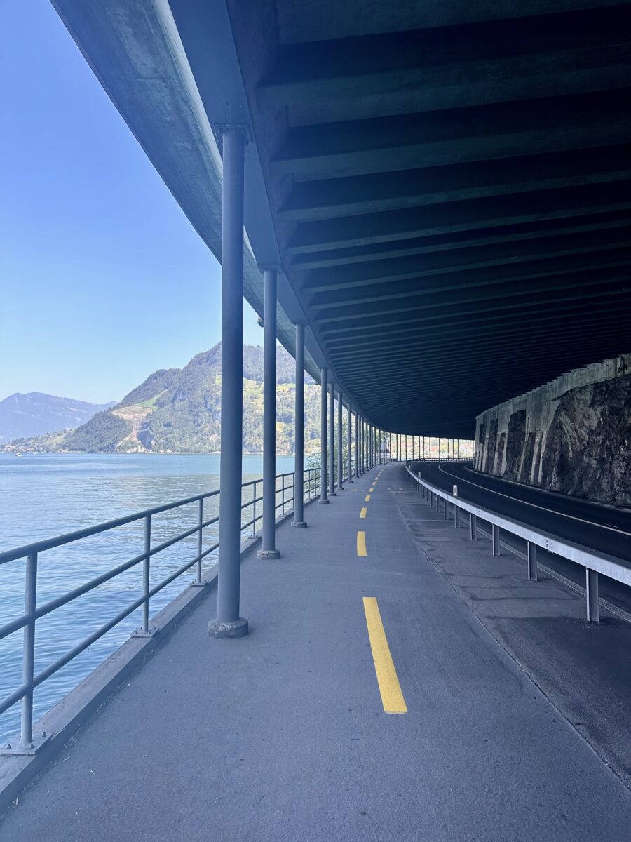 Eurovelo 5 - bike path along the Lake Lucerne