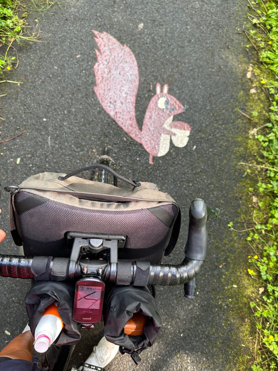 Brooks Handlebar Bag on the cutest bike path in Scotland