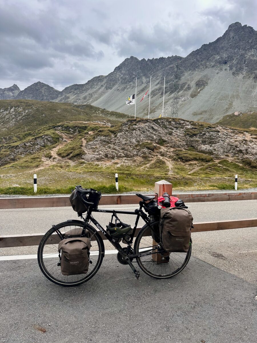 My Surly Disc Trucker on the Albula Pass in Switzerland. All Brooks panniers fully loaded.
