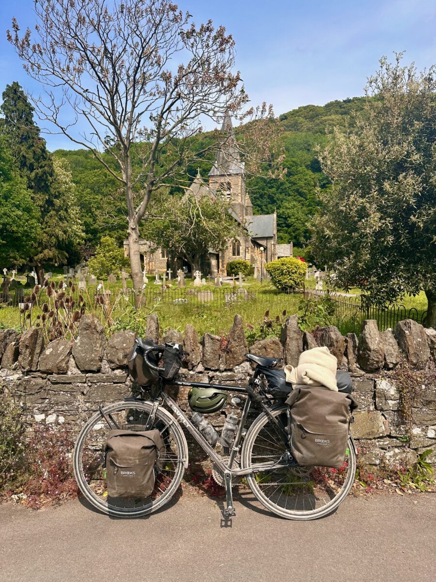 Fully loaded Brooks Scape Panniers in England. On my Surly Disk Trucker.