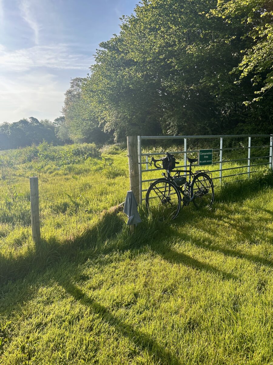 Land's End to John o'Groats - bike parked at the Penndra Campsite