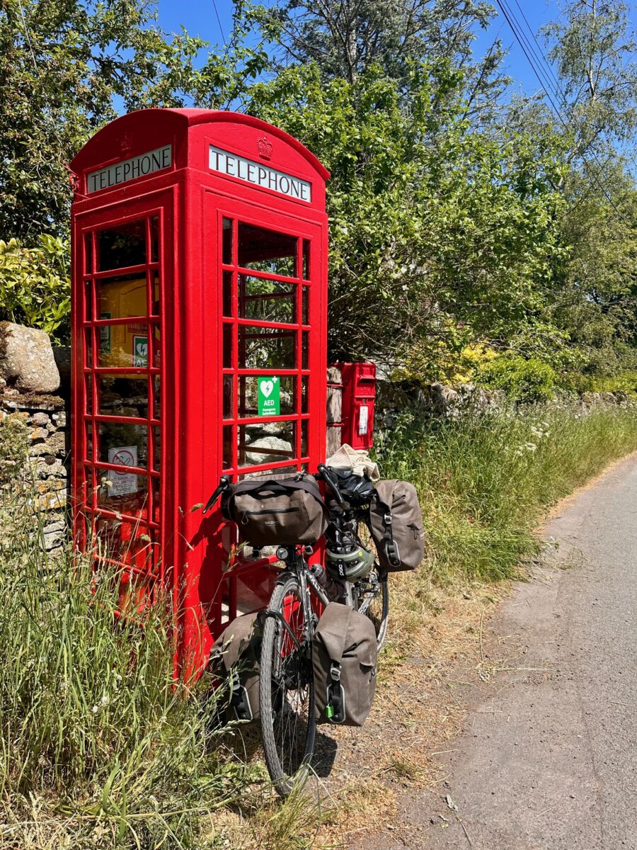 Land's End to John o'Groats - my Surly Disc Trucker, leaning on a typical British phone booth