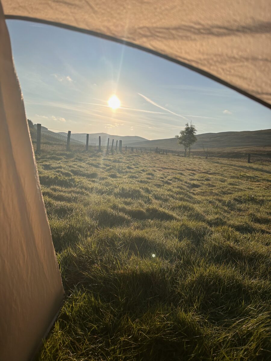 Der Blick aus meinem Zelt am Morgen