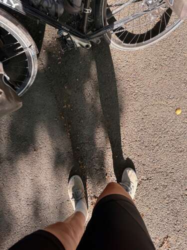 Land's End to John o'Groats - shadows and bike