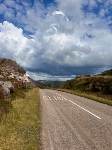 North Coast 500 - steep descend to Little Gruinard