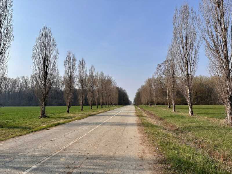 EuroVelo 8 - Radstraße im Parco Naturale di Stupinigi in der Nähe von Turin