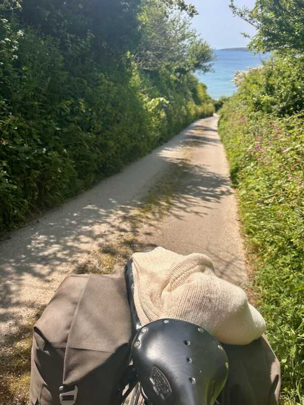 Land's End to John o'Groats - look back to Carne Beach in Cornwall